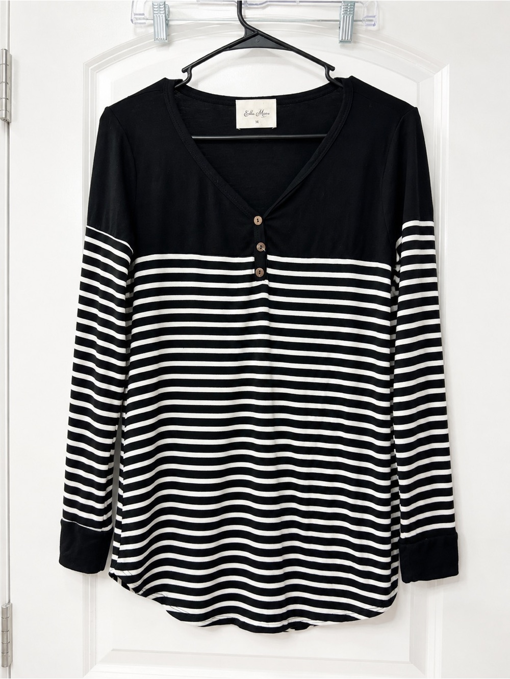 Black & White Striped Long-Sleeve Henley